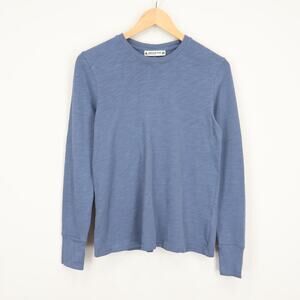 American Giant Women's Premium Slub Long Sleeve Crew Tee Blue Size XS NWOT